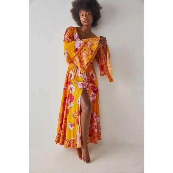 New Free People x Intimately Penny Printed Maxi Bodysuit Size Medium - Picture 1 of 10